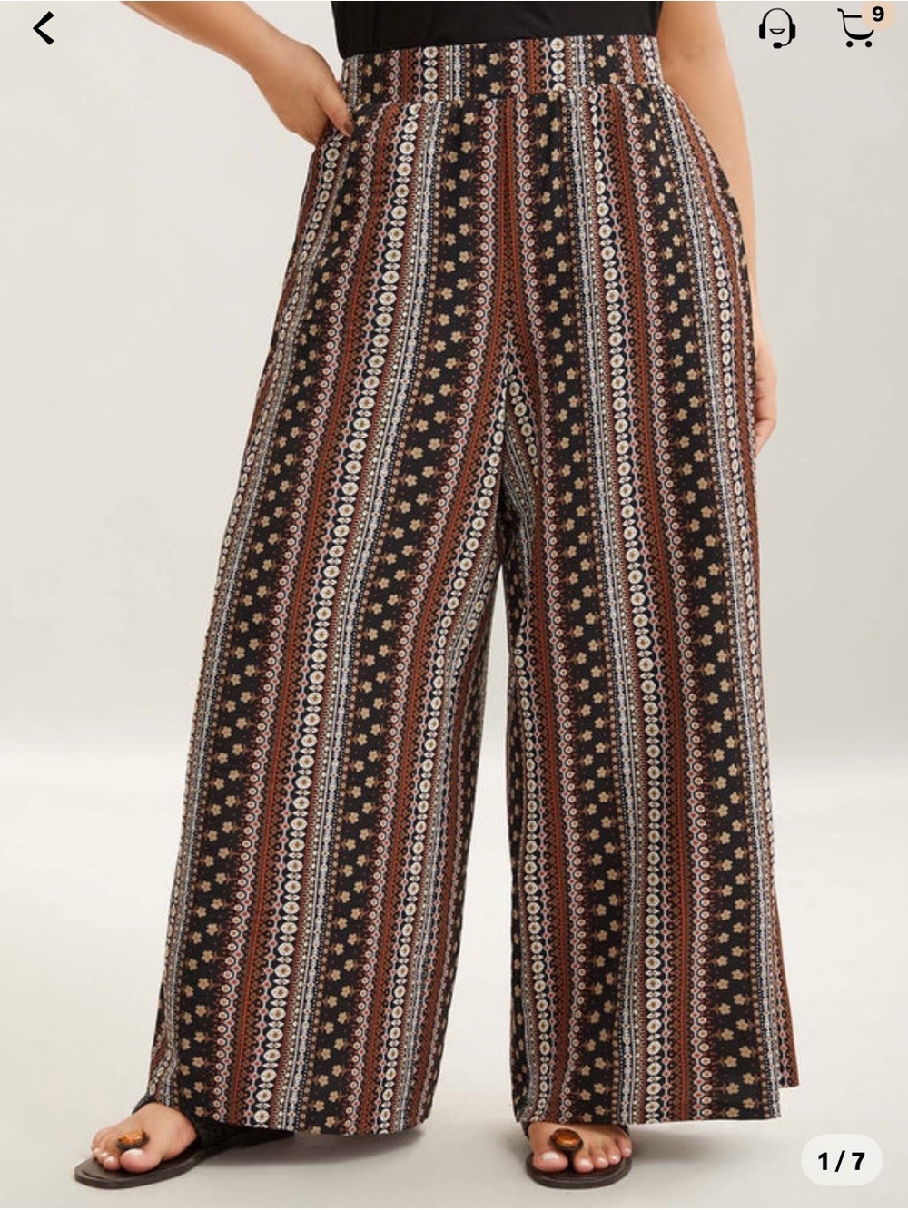 Boho Wide Leg Geometric Design pants